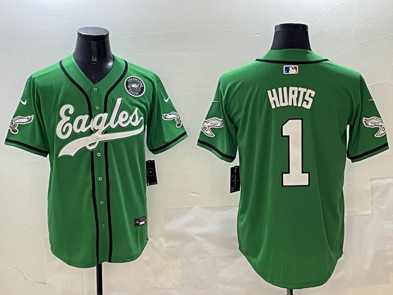 Men Philadelphia Eagles #1 Hurts Green three generations Jointly Name 2025 Nike Limited NFL Jersey style 3->philadelphia eagles->NFL Jersey